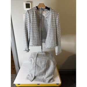 CALVIN KLEIN Women's Blue Plaid Two Piece Suit Skirt Size 8 Jacket Size 12